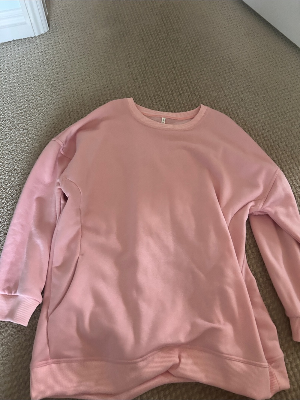 HALARA Soft Pink Oversized Crew Sweatshirt